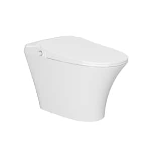 1-Piece 1.28 GPF Single Flush Elongated Smart Toilet with Bidet Built in White