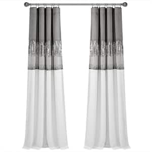 Night Sky Gray Polyester 42 in. W x 84 in. L Lined Blackout Curtain (Single Panel)