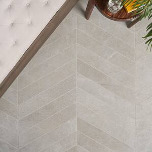 Iris Chevron Fumo 3.93 in. x 20.86 in. Matte Porcelain Floor and Wall Tile (6.71 sq. ft./Case)