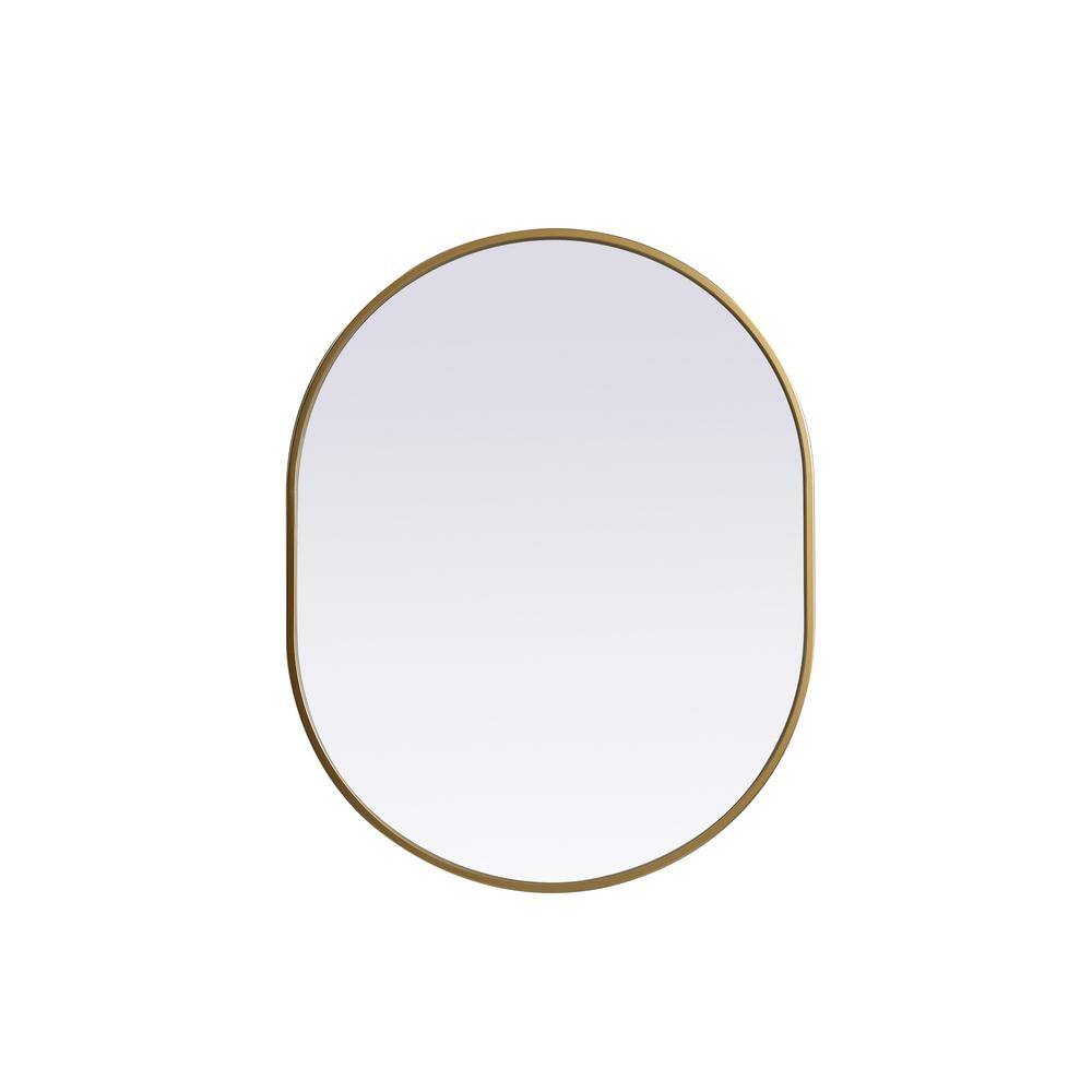 Simply Living 24 in. W x 30 in. H Oval Metal Framed Brass Mirror