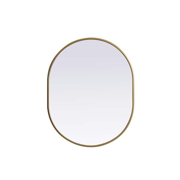 Unbranded Simply Living 24 in. W x 30 in. H Oval Metal Framed Brass Mirror