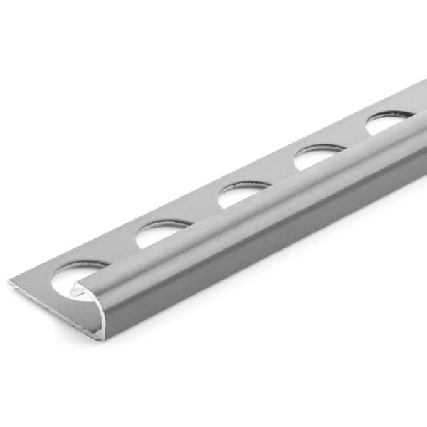 TrimMaster Stone Gray 3/8 in. x 98-1/2 in. Aluminum Bullnose Metal Tile Edging Trim