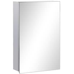 15.25 in. W x 4.75 in. D x 23.5 in. H Silver Wall-Mounted Bathroom Medicine Cabinet with Mirror, Door, Storage Shelves