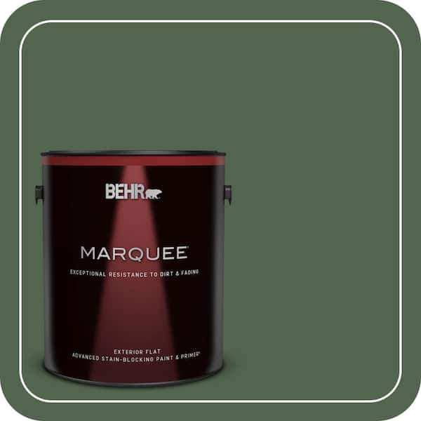 BEHR MARQUEE 1 gal. #S410-7 Equestrian Green Flat Exterior Paint & Primer