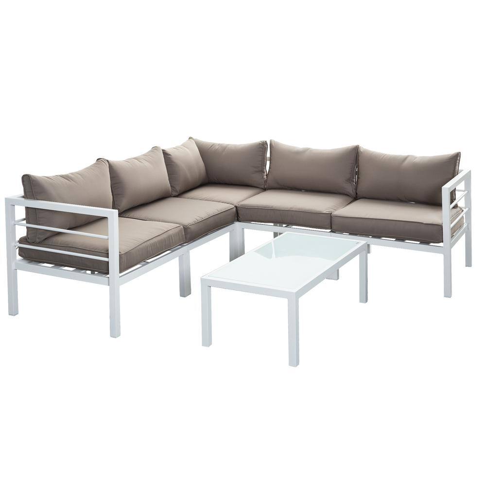 FOREST HOME Modern 6Piece Outdoor Aluminum Frame Furniture Set with