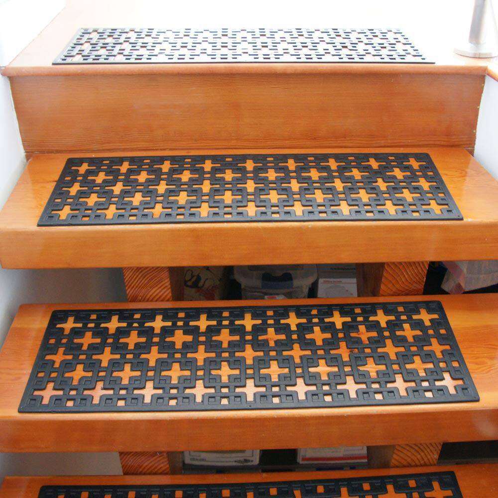 Black Rubber Non-Slip Stair Tread Set of 6