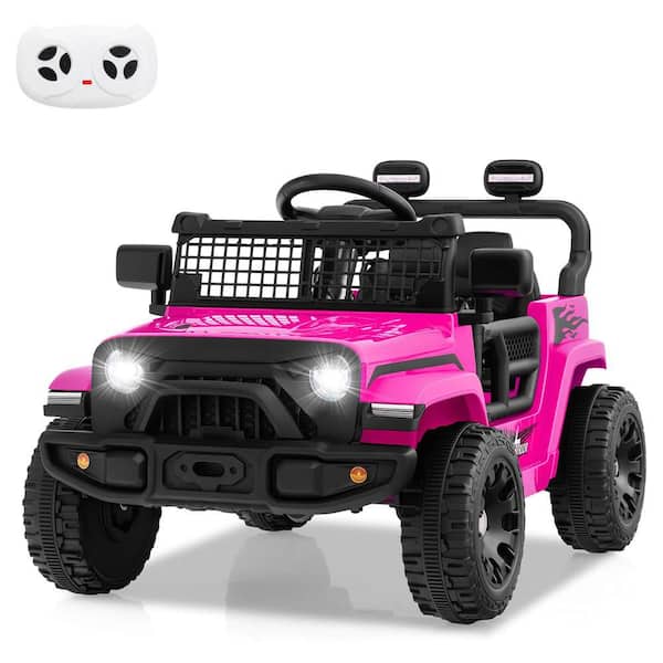 9.25 in. 3+ Years Old 12V Kids Ride on Truck Car Battery Powered Electric Vehicle with Remote Control Pink