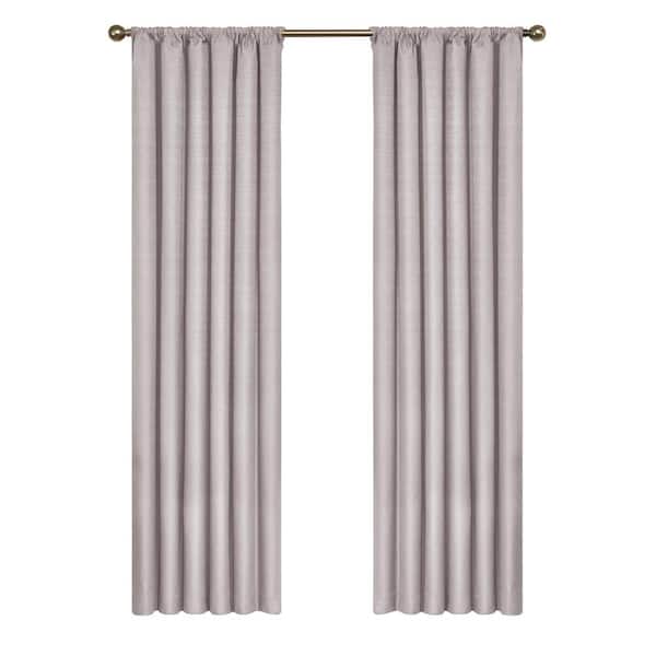 Eclipse Kendall Thermaback Grey Solid Polyester 42 in. W x 84 in. L Blackout Single Rod Pocket Curtain Panel