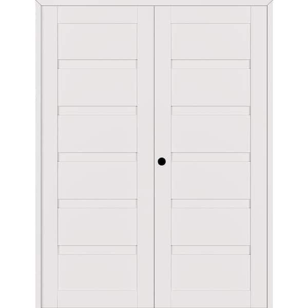 Belldinni Louver 64 in. x 95.25 in. Right Active Snow White Wood Composite Double Prehung Interior Door