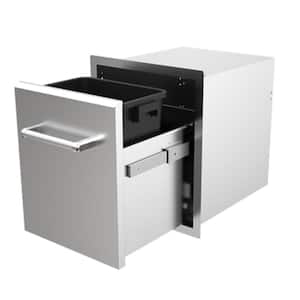 18 in. Outdoor Kitchen Build-In Grill Cabinet Drawer and Trash Bin Combo Access Drawer and Trash Bin Combo Unit