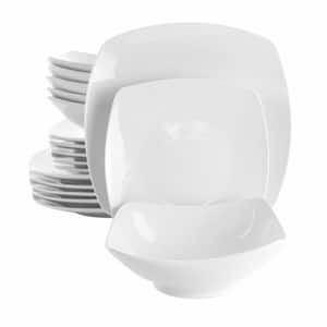 18-Piece Newman Square White Porcelain Dinnerware Set (Service for 6)