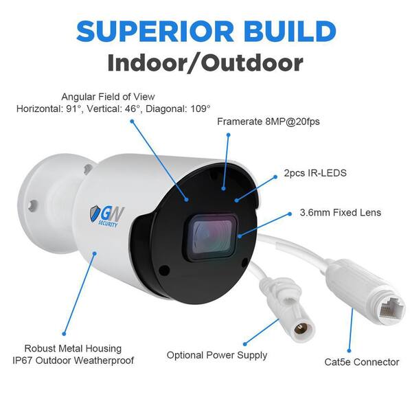 Smart Ip Camera 4k 8mp Poe Outdoor Infrared Night Vision Bullet