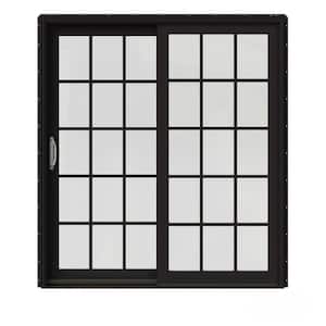 72 in. x 80 in. W-2500 Contemporary Black Clad Wood Left-Hand 15 Lite Sliding Patio Door w/Unfinished Interior
