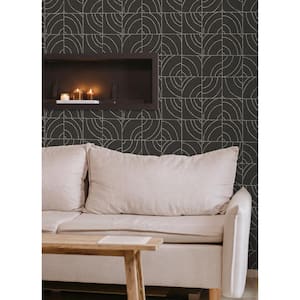 Charcoal Grey Batik Blok Peel & Stick Wallpaper Sample