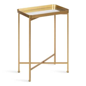 Celia 18 in. Gold Rectangle Glass End Table