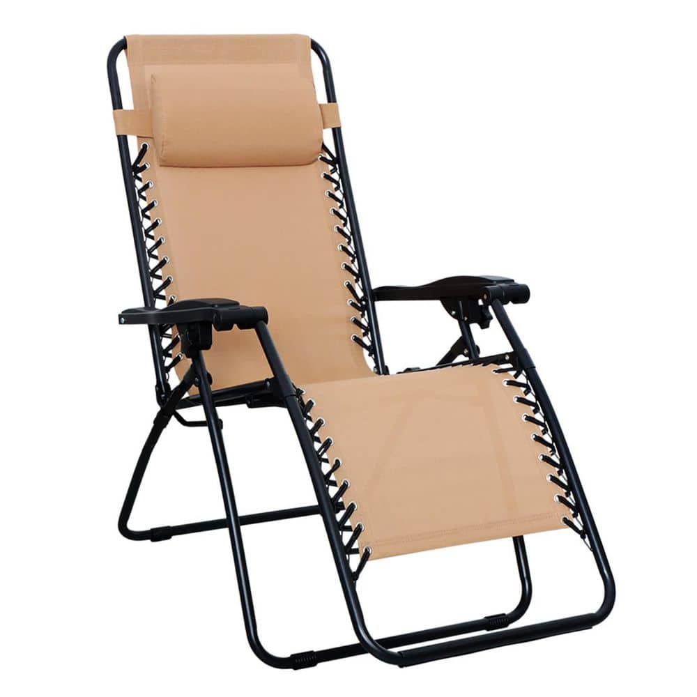 Zero Gravity Lounge Chair with Pillow, Foldable Outdoor Recliner Patio and Beach Holds up to 300 lbs. 26 in. Beige price history on PriceWatchPro