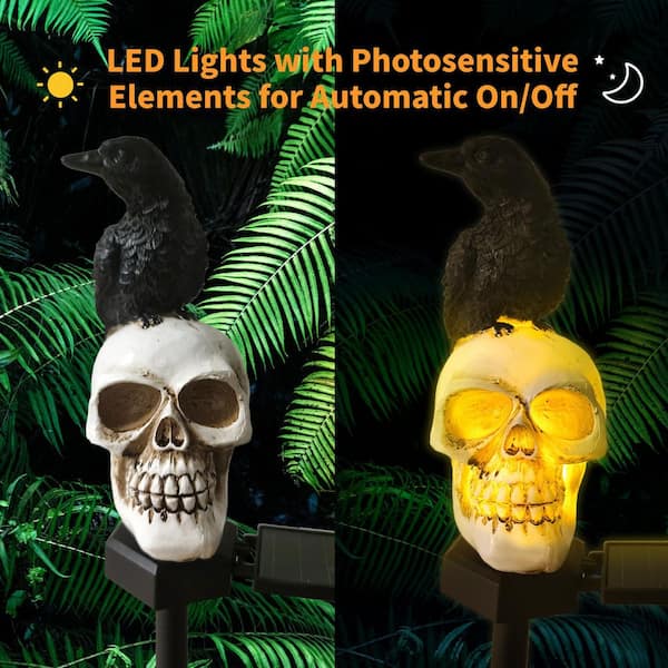Hcman Waterproof Ghost Lights, Skull Solar Garden Statue with