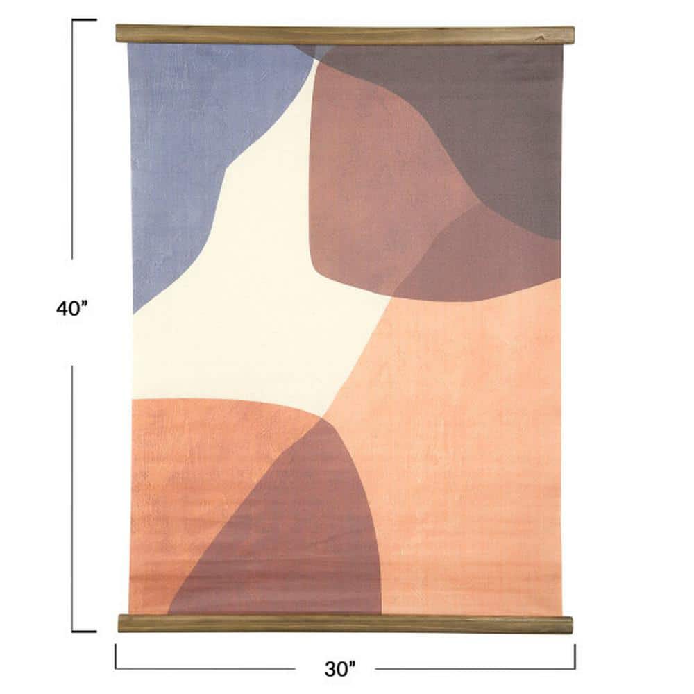 Large Multicolor Abstract Canvas Scroll Wall Art with Wood Frame