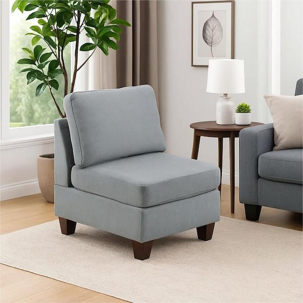 Remy 32 in. Armless Fabric Square Sofa in. Gray and Brown