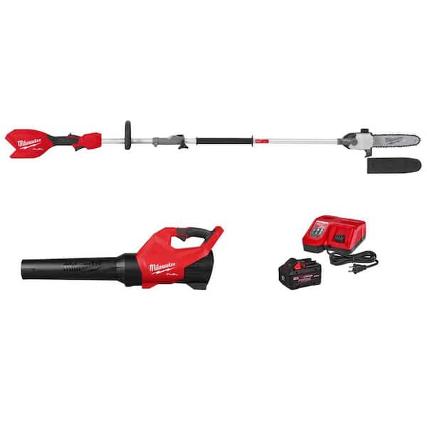 M18 FUEL 18V 10 in. Brushless Cordless Battery Pole Saw with QUIK-LOK w/ M18 FUEL Blower, M18 FORGE 8.0 Ah Starter Kit