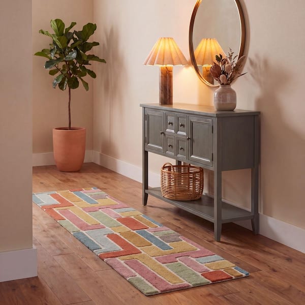 Rodeo Drive 2 ft. x 8 ft. Blue/Red Geometric Runner Rug