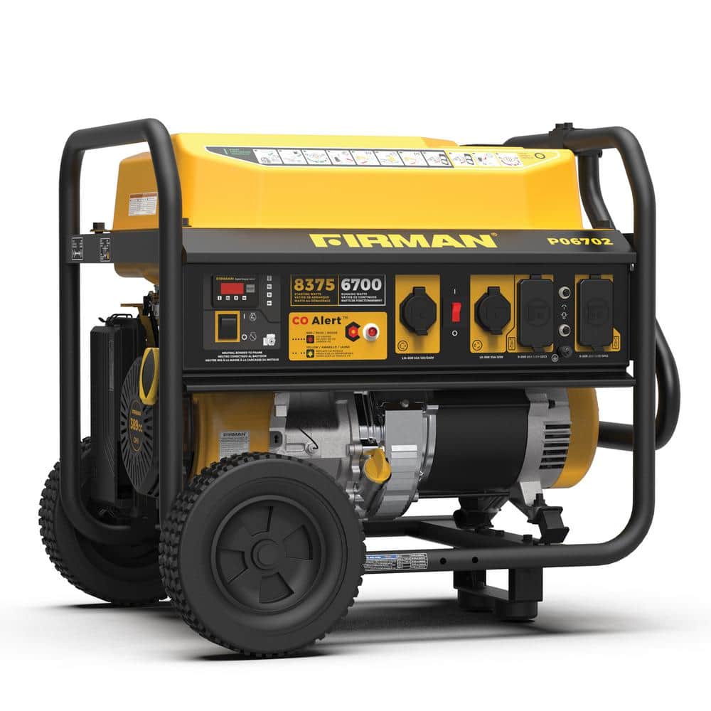FIRMAN 6700-Watt/8300-Watt, 389 cc Recoil Start Gasoline Portable Generator 120-Volt/240-Volt with Wheel Kit and Cover -  367000003