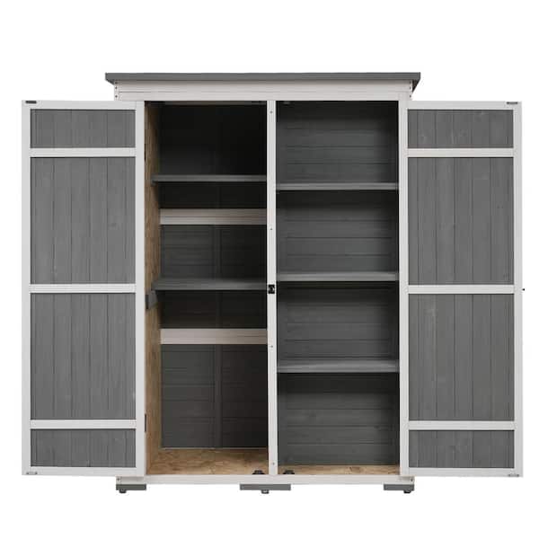 Zeus & Ruta Approximate 4.1ft. W x 2.1ft. D Wood Storage Shed, Cabinet with Asphalt Roof, Shelves, Coverage Area 8.61sq. ft.