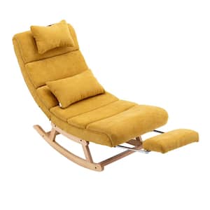 Yellow Polyester Fabric Rocking Chair with Solid Rubber Wood Leg