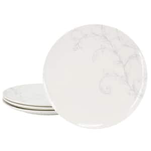 Peony 4 Piece 10.5 in. Round fine ceramic Dinner Plate Set in White