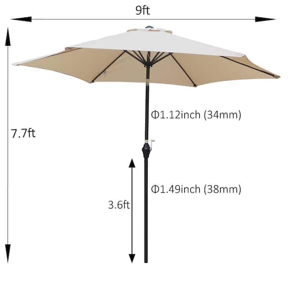9 ft. Metal Market Patio Umbrella in Tan