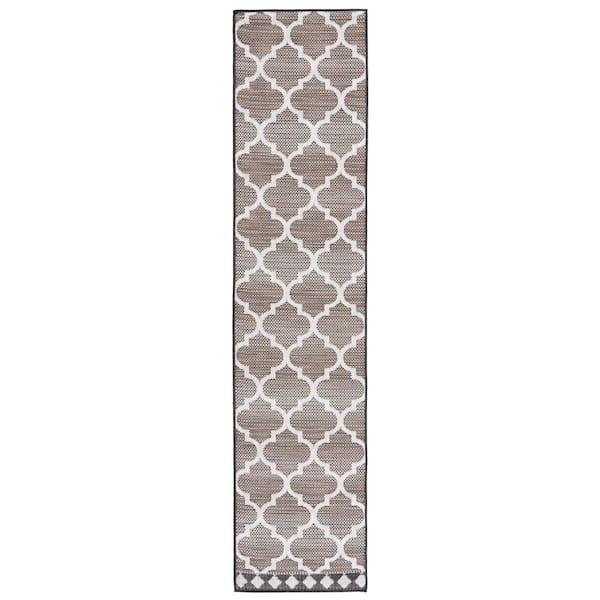 Havana Light Brown/Ivory 2 ft. x 9 ft. Latticework Trellis Indoor/Outdoor Runner Rug