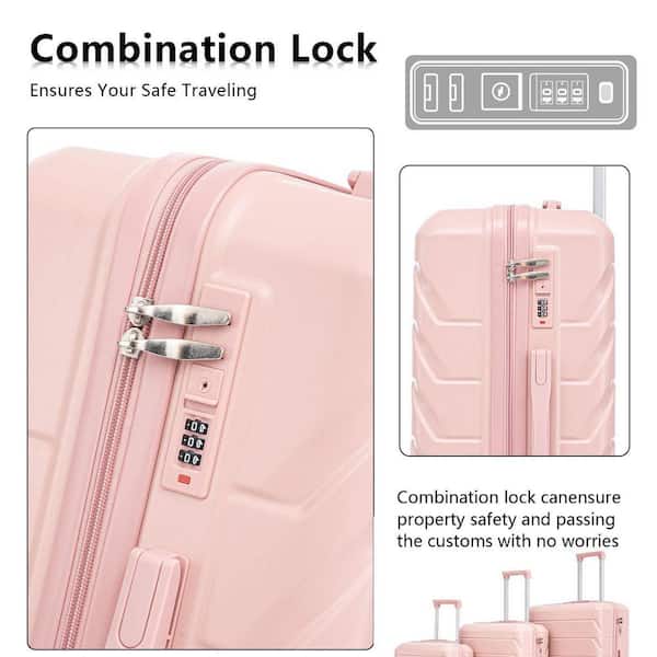 INNOBULE 3 Piece Pink ABS Plastic Hardside Spinner Wheels Luggage