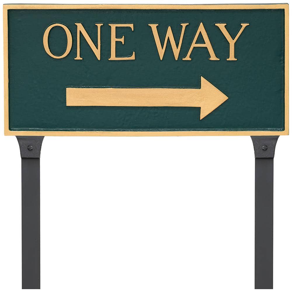7.25 in. x 15.75 in. Standard Rectangle Right One Way Statement Plaque Sign with Lawn Stakes - Green/Gold product image for price tracking