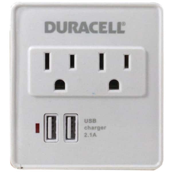 Duracell Dual Surge Protector with Dual USB Outlets - White
