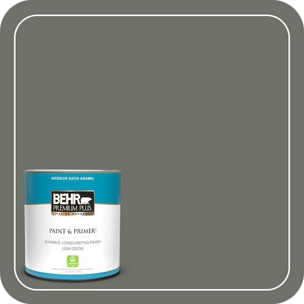 BEHR PREMIUM PLUS 1 qt. #ECC-41-3 Laurel Oak Satin Enamel Low Odor Interior Paint & Primer