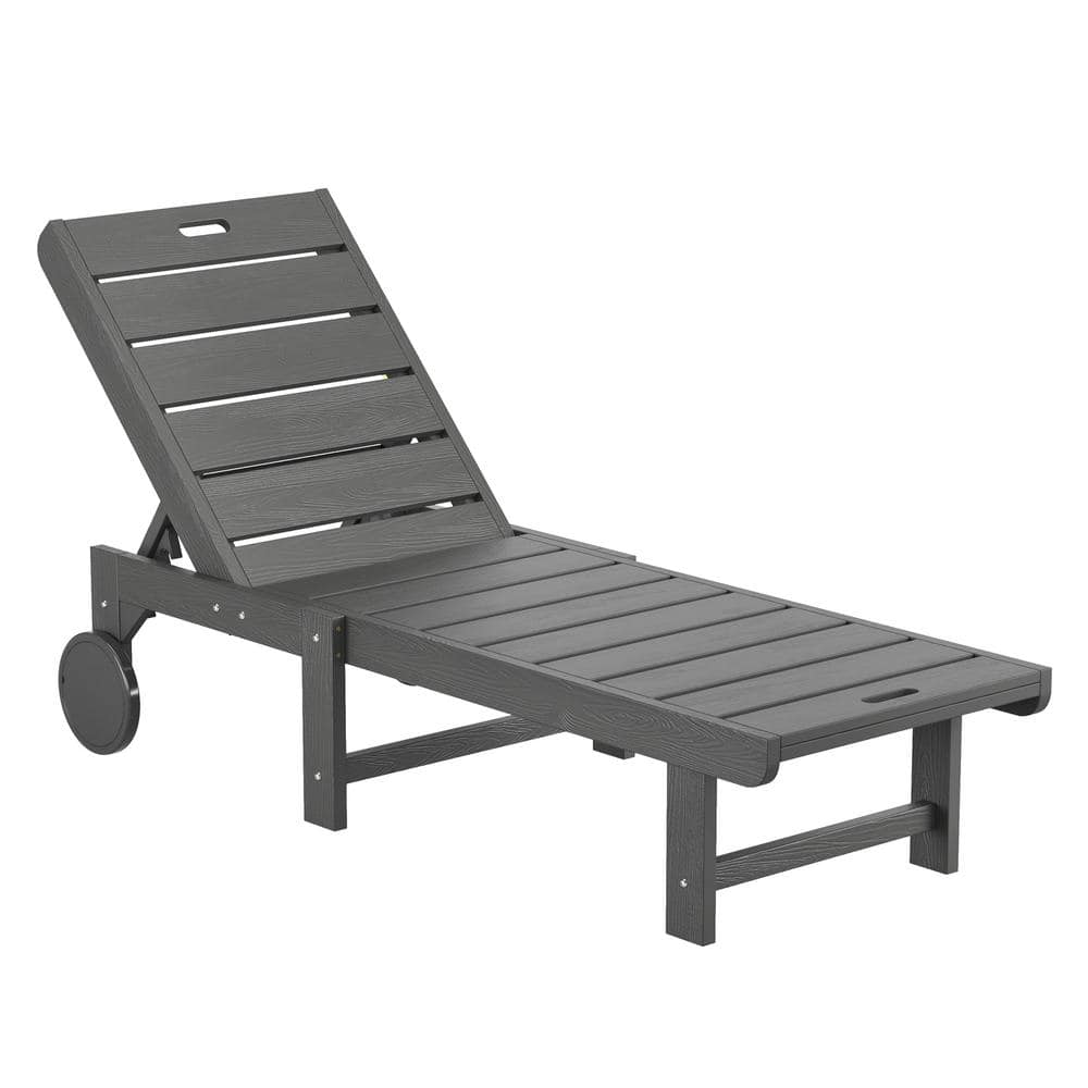 Heli Recycled Dark Gray HDPS Patio Lounge Chair Plastic Stackable Outdoor Chaise Lounge Chair with Wheel price history on PriceWatchPro
