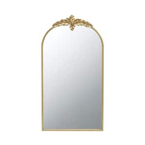 24 in. W x 41.9 in. H Large Arched Iron Framed Wall Bathroom Vanity Mirror in Gold
