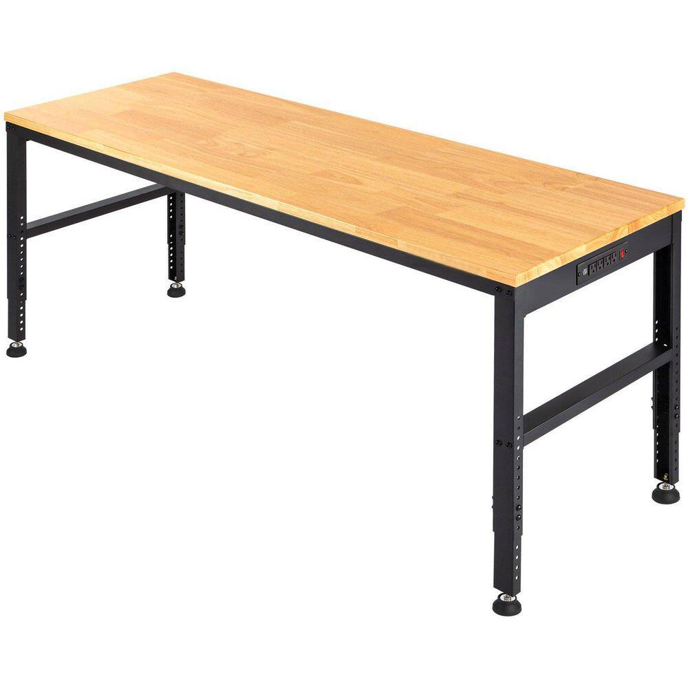 Black 48 in. W x 20 in. D Adjustable Height Wood Workbench with Power Outlets and Hardwood Top, 2000 lbs. Capacity price history on PriceWatchPro