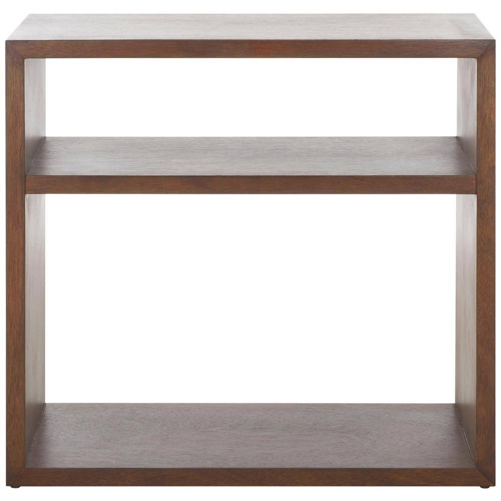 Dark Wood and Black Steel Console Table with Storage