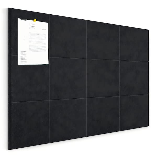 48 in. x 36 in. Felt Wall Tiles with Safe Removable Adhesive Tabs Framed, Bulletin Boards for Home, Office, Black