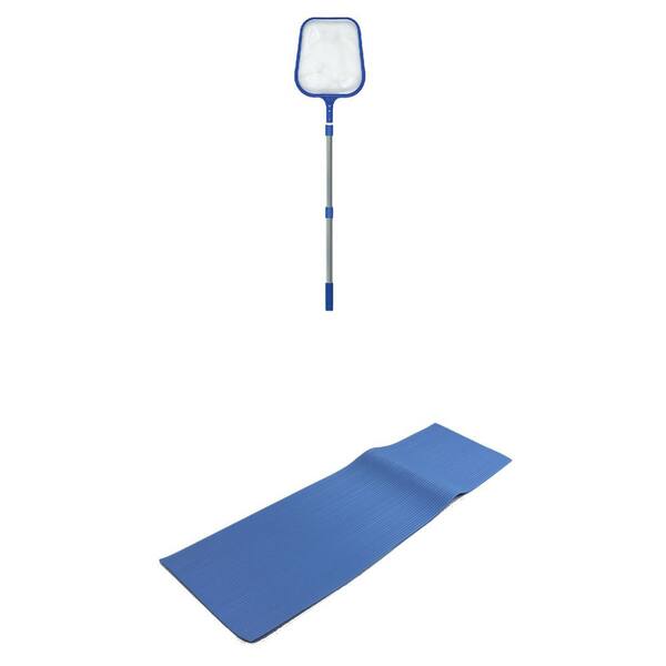 Swimline HydroTools 4 ft. Pool Leaf Skimmer Net and Vinyl Protective Pool Ladder Mat