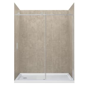 Marina 60 in. L x 32 in. W x 78 in. H Left Drain Alcove Shower Stall/Kit in Shale with Silver Trim