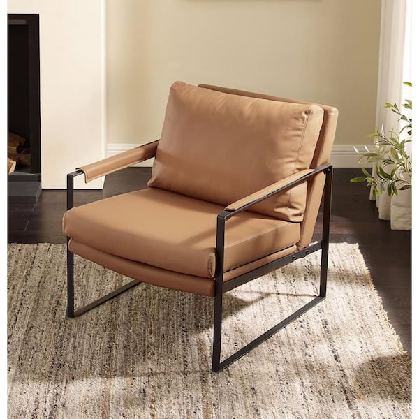 Leo Pure Khaki Leather Accent Arm Chair