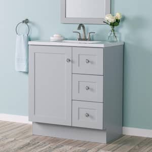 Bannister 31 in. W x 19 in. D x 35 in. H Single Sink  Bath Vanity in Pearl Gray with White Cultured Marble Top