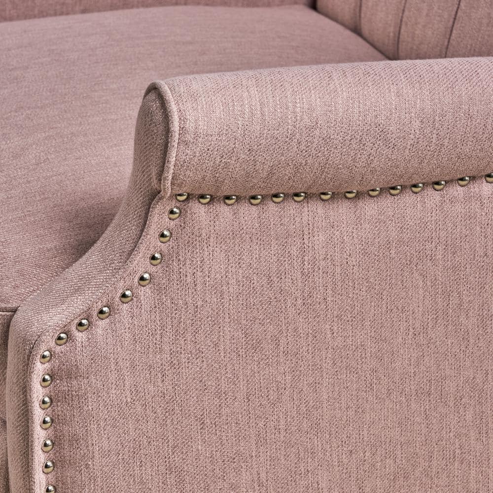 Elegant Oversized Pink Fabric Wingback Recliner Chair