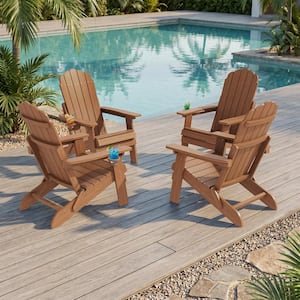 Mximu Teak Plastic Outdoor Weather-Resistant Folding Adirondack