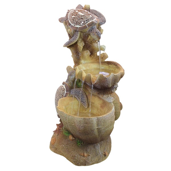 Design Toscano Turtle Cove Cascading Stone Bonded Resin Sculptural