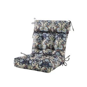 Adirondack Outdoor Chair Cushion High Back Wicker Tufted Pillow 21 in. x 21 in. x 4 in. , 1 Count, Floral in Stone Blue