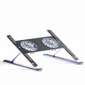 RGB Light Laptop Stand with Cooling Fan For iPad Tablet Macbook Gaming Laptop in Grey