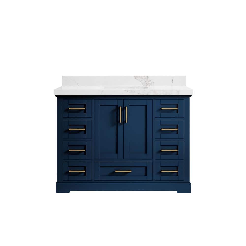 "Boston 48 in. W x 22 in. D x 36 in. H Bath Vanity in Navy Blue with 2"" Calacatta Nuvo Top" price history on PriceWatchPro